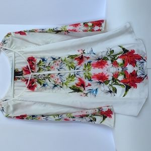 White House Black Market size L, white with floral print